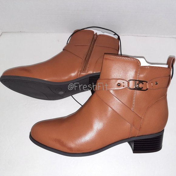 🆕Liz Claiborne Hoyt Memory Foam Booties Luggage Camel Stacked Heel 8M - Picture 8 of 11